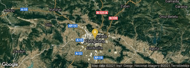Detail map of Pamplona, Navarra, Spain