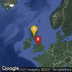 Overview map of Glasgow, Scotland, United Kingdom,Birmingham, England, United Kingdom