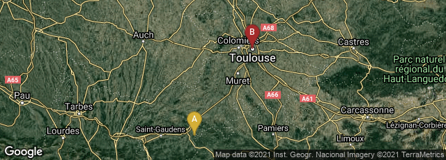 Detail map of Marsoulas, Occitanie, France,Saint-Alban, Occitanie, France