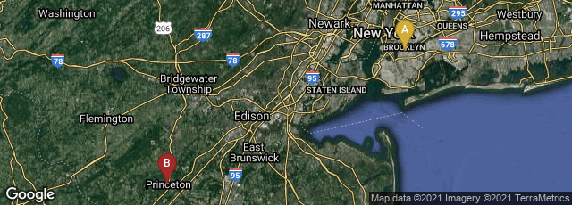 Detail map of Brooklyn, New York, United States,Princeton, New Jersey, United States