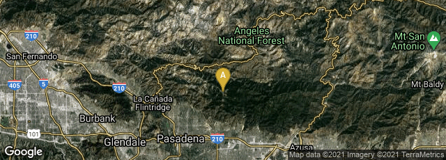 Detail map of Mount Wilson, California, United States