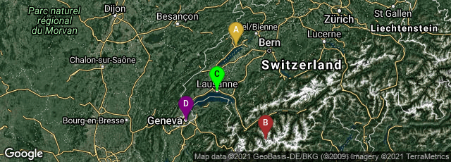 Detail map of Neuchâtel, Neuchâtel, Switzerland,Fionnay, Valais, Switzerland,Lausanne, Vaud, Switzerland,Centre-Plainpalais-Acacias, Genève, Genève, Switzerland