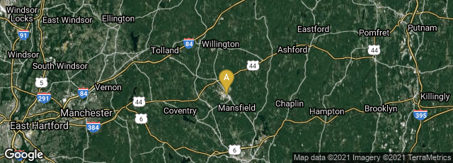 Detail map of Mansfield, Connecticut, United States