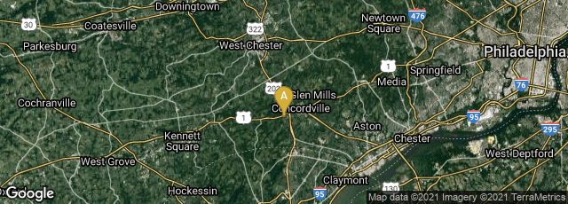Detail map of Chadds Ford, Pennsylvania, United States