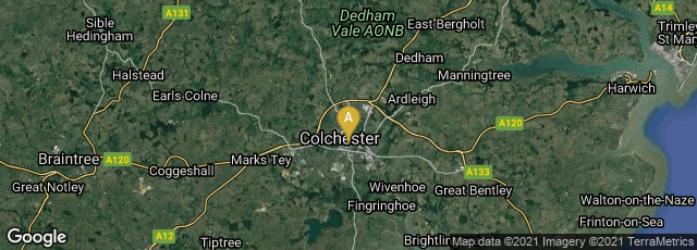 Detail map of Colchester, England, United Kingdom