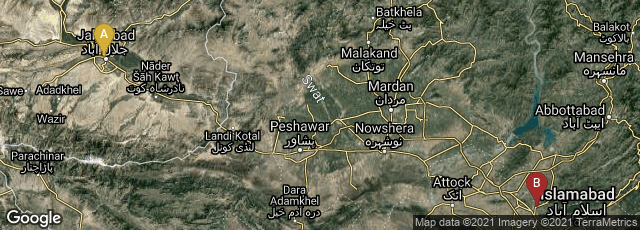 Detail map of جلال آباد, د ننګرهار ولايت, Afghanistan,Taxila, Punjab, Pakistan