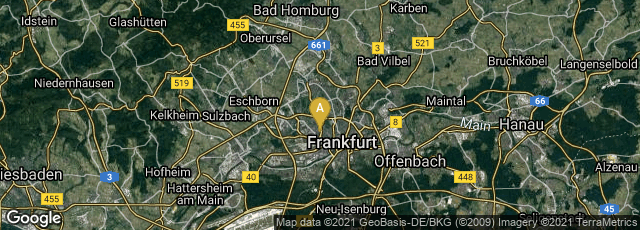 Detail map of Innenstadt, Frankfurt am Main, Hessen, Germany