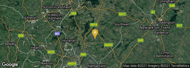 Detail map of Calverton, Nottingham, England, United Kingdom