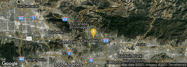 Detail map of Pasadena, California, United States