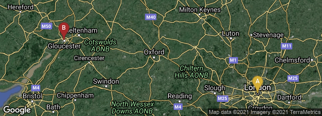 Detail map of London, England, United Kingdom,Gloucester, England, United Kingdom