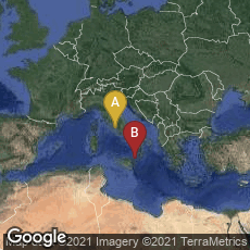 Overview map of Roma, Lazio, Italy,Reggio Calabria, Calabria, Italy