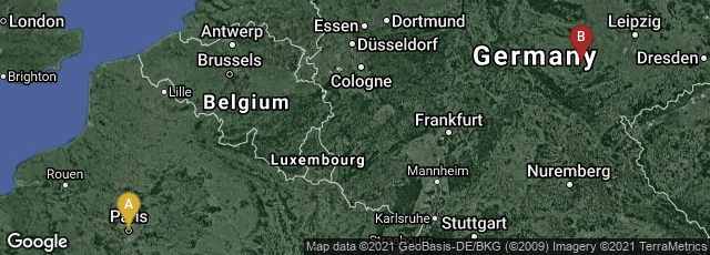 Detail map of Paris, Île-de-France, France,Weimar, Thüringen, Germany