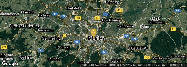 Detail map of München, Bayern, Germany