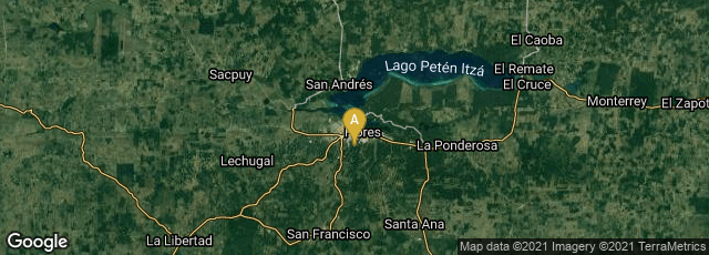 Detail map of Flores, Petén, Guatemala