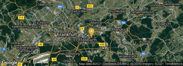 Detail map of Offenbach am Main, Hessen, Germany